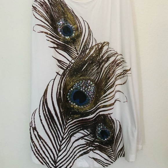 Forever 21 Beaded Peacock Feather Tank Top - Picture 6 of 12